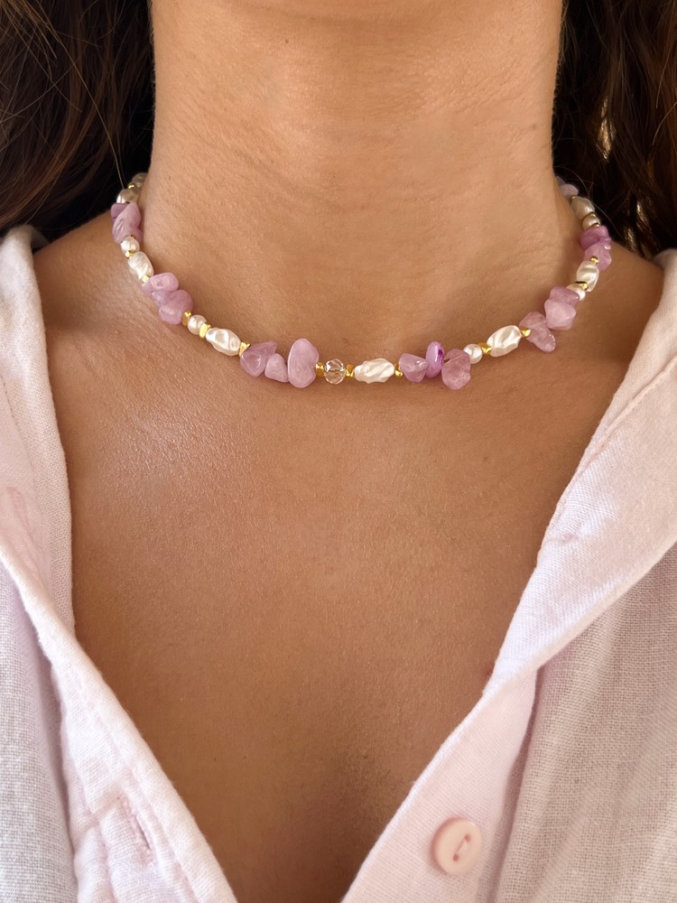 Lilac Amethyst & Pearl Necklace