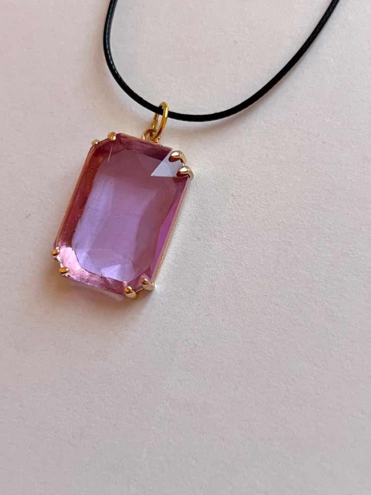 Κολιέ με Μενταγιόν Κρύσταλλο “Blush Rectangle”