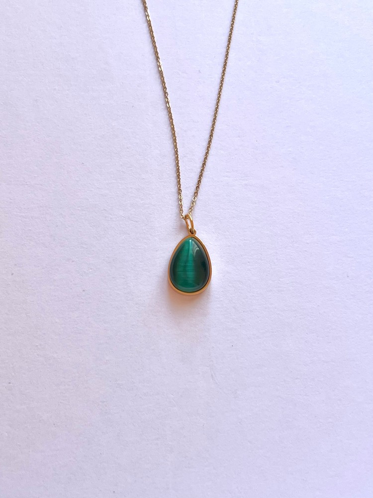 Κολιέ “Emerald Teardrop” σε Χρυσό Τόνο
