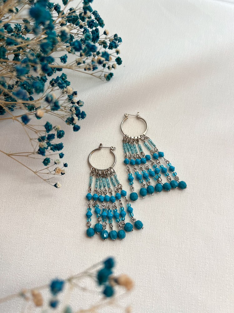 Κρεμαστά Σκουλαρίκια Κρίκοι Turquoise Cascade