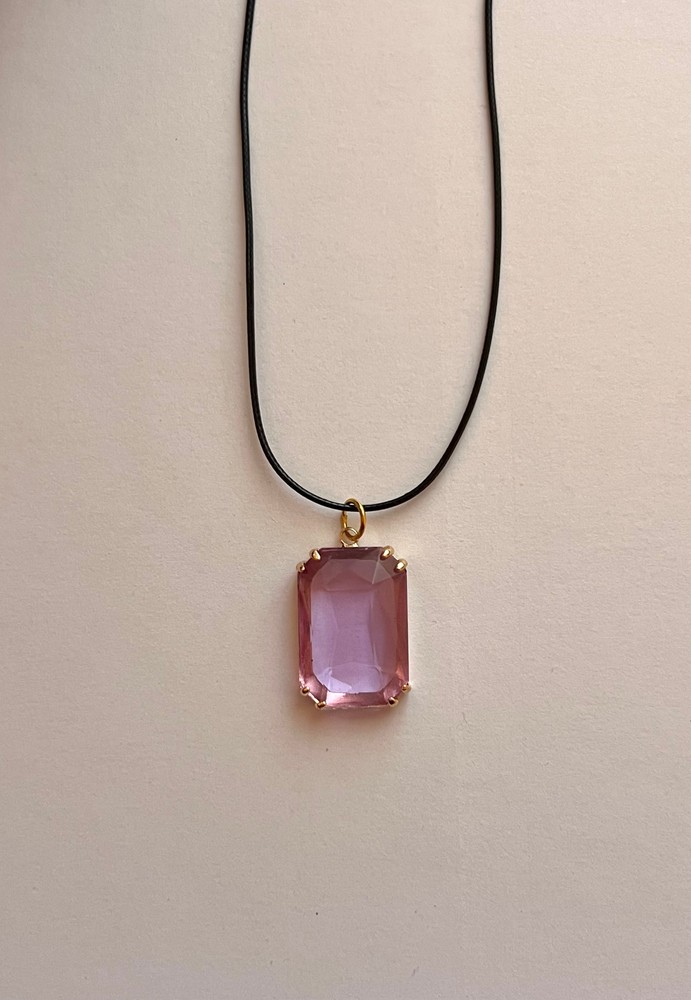 Κολιέ με Μενταγιόν Κρύσταλλο “Blush Rectangle”