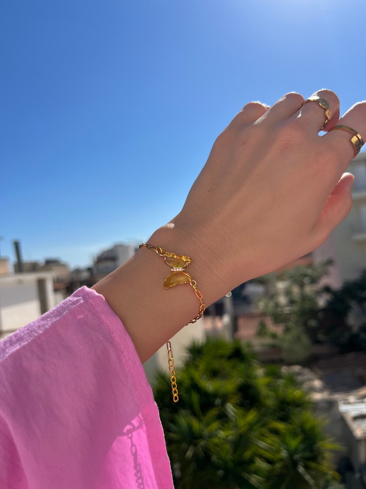 Βραχιόλι Golden Butterfly από Ανοξείδωτο Ατσάλι