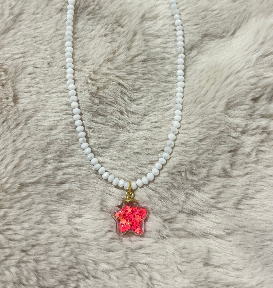 Κολιέ με Χάντρες “Pink Stardust Star” και Μενταγιόν ⭐