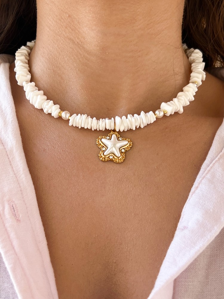 Starfish Pearl Shell Choker