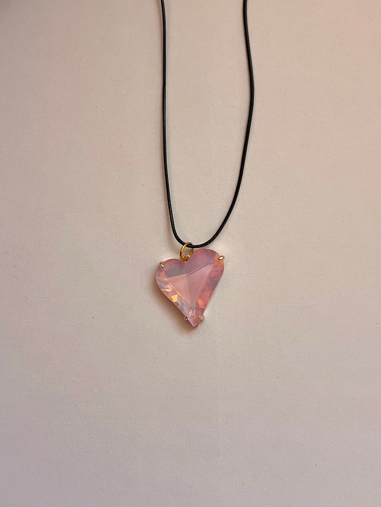 Κολιέ με Κορδόνι “Blush Crystal Heart”